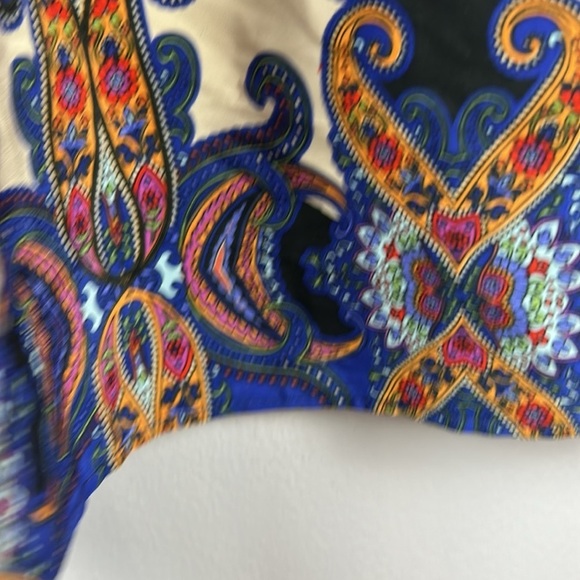 Mango Bohemian Paisley Floral Tie Waist A Line Pockets Maxi Skirt Small Blue - Picture 6 of 12